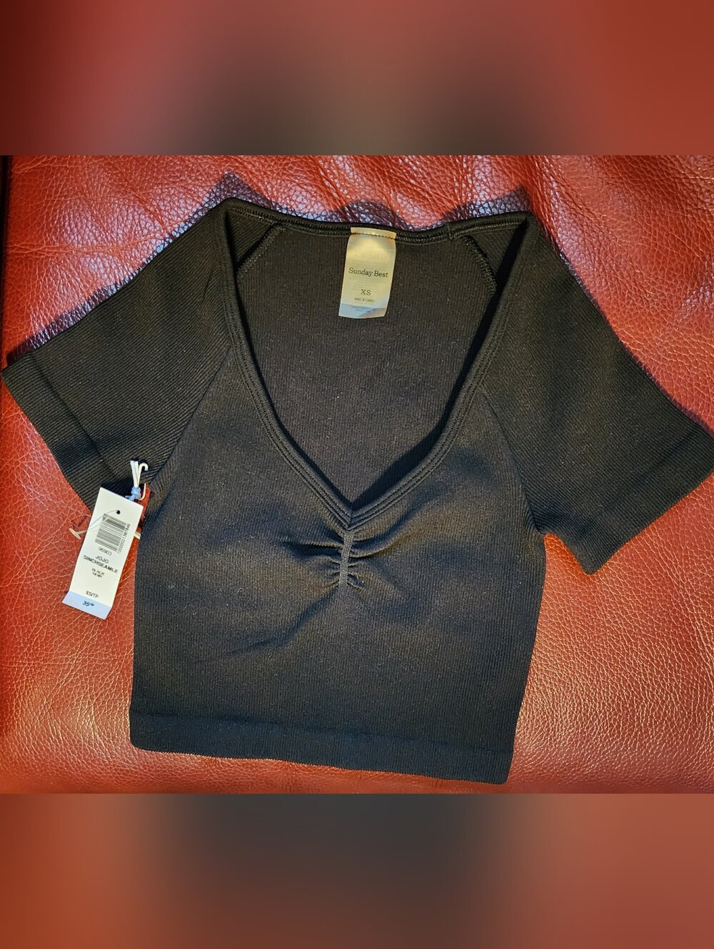 SUNDAY BEST ARITZIA RIBBED BLACK CROPPED SIZE XS NWT